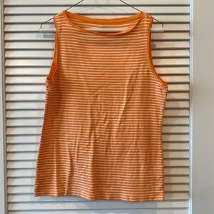Talbots Tank White/Orange Stripe Size LP